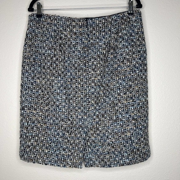 Talbots Petites Blue White Brown Tweed Wool Blend Knee Length Skirt Sz 12P - Picture 9 of 13